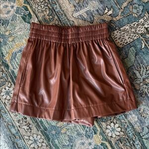 Boutique Brown Faux Leather Shorts